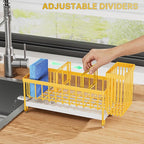 Cisily Sponge Holder for Kitchen Sink, Sink Caddy Organizer with High Brush Holder, Kitchen Countertop Organizers, 304 Stainl