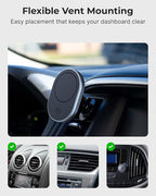 MagSafe Wireless Car Charger Air Vent Mount, 15W Fast Charging Magnetic Phone Holder, Strong N52 Magnets, 360° Rotation, Universal Car Charger for iPhone 17/16/15/14/Air/Galaxy