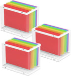 UAK 3 Pack Plastic File Storage Box with 15 Pack Hanging Folders, Portable File Storage Organizer Fits A4 Size