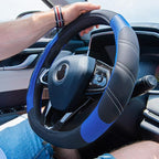 CAR PASS Line Rider Microfiber 14 Inch Leather Sporty Steering Wheel Cover Universal Fits for Truck,SUV,Cars, Anti-Slip Safet