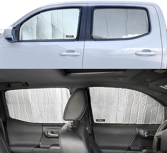 YelloPro Side Window Front Seat Sunshade (Set of 2) Custom Fit for 2005 2006 2007 2008 2009 2010 2011 2012 2013 2014 2015 Toyota Tacoma, 2Dr 2 Door Access Cab 4Dr 4 Door Double Cab