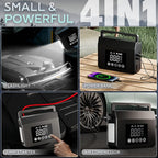 Hieha 4000A Portable Jump Starter with Air Compressor, 12V Car Battery Power (All Gas 8L Diesel) with 150PSI Tire Inflator
