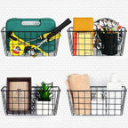 4 Pack Pegboard Baskets, Black Metal Shelves Hooks to 1/8" and 1/4" Hole Peg Boards, Peg Board Baskets Bins Set - Organize To