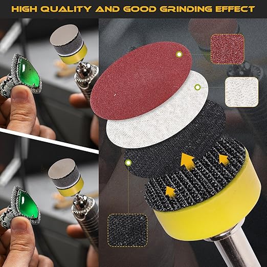 365 PCS 1 Inch Sanding Disc, GOH DODD Hook and Loop 60 to 10000 Grit Wet Dry Sandpaper Micro Sand Paper with 1/8" 1/4" Shank,
