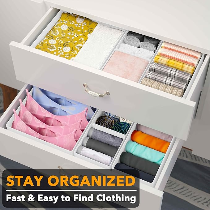 SpaceAid Drawer Organizer Clothes, 12 Pack Dresser Organizer Bins for Nursery, Closet Organization and Storage Dividers for C