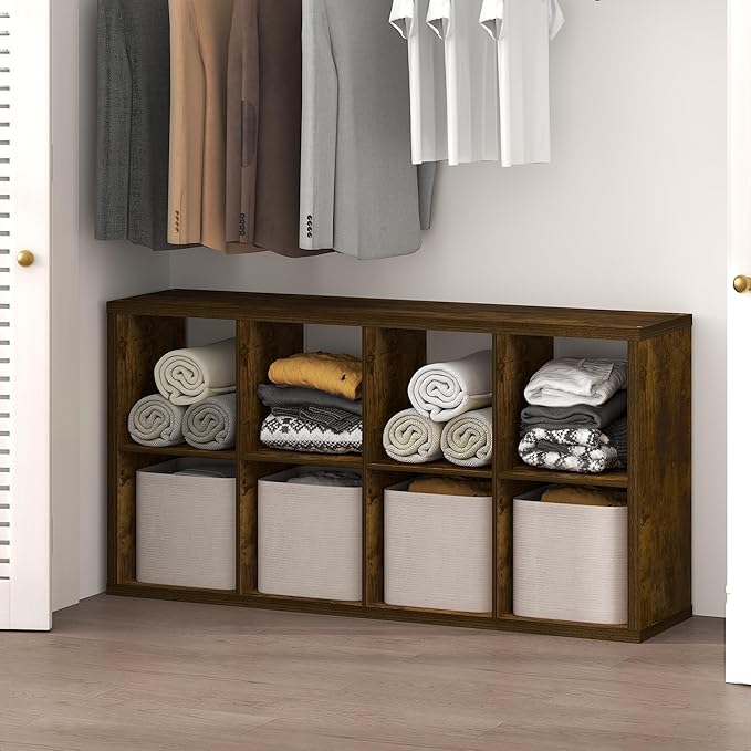Furinno Cubic Closet Organizers and Storage, 8-Cube Closet Organizer, Open Shelf Closet Storage, Extra Thick Frame for Wardro