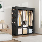 Wardrobe Closet Portable Closets for Hanging Clothes Large Capacity Clothes Rack with Cover, 3 Hanging Rods, 6 Shelves and 8 