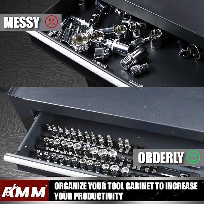 AMM 6-Piece Socket Organizer，1/4 inch Drive ABS Tools-Socket Holder，Heavy Duty Socket Racks，Premium Quality Socket Clip Rail 