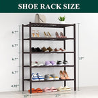 Smiry Shoe Rack, 5 Tier Thick Bamboo Shoe Organizer, Stackable Free Standing Wooden Shoe Storage Shelf for Closet, Entryway, 