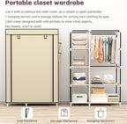 Calmootey Portable Closet Organizers, Clothing Storage, Wardrobe with 6 Shelves and Hanging Rod, Non-Woven Fabric Cover with 
