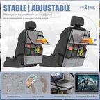 Car Backseat Organizer with Tablet Holder,11 Storage Pockets with Foldable Food Tray, Protector Kick Mats for Kids, Travel Accessories Organizer (Gray, 2Pack with Food Tray)