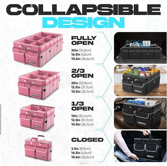 FORTEM Trunk Organizer For SUV Car Trunk Organizer, Foldable Storage, Car Accessories for Women Men, Collapsible Bag, Perfect C