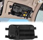 OMU 2 Pack Black Rugged Tactical Multi-Functional Car Sun Visor Organizer With Micro ID Carrier Pocket, MOLLE Visor Organizer Bag, Sunglass Holder