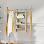 Hanging Closet Organizer and Storage 3-Shelf, Easy Mount Foldable Hanging Closet Wardrobe Storage Shelves, Clothes Handbag Sh