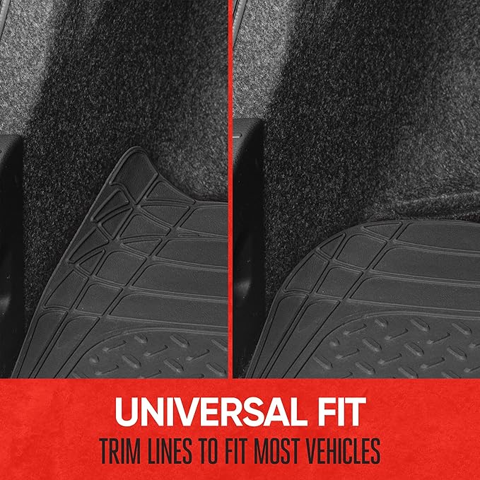 Motor Trend FlexTough Defender Floor Mats for Cars & TrunkShield Trunk Mat Set, Next-Gen Deep Dish Heavy Duty Car All Weather, Rubber Set Auto Truck Van SUV B09VYBHPDK