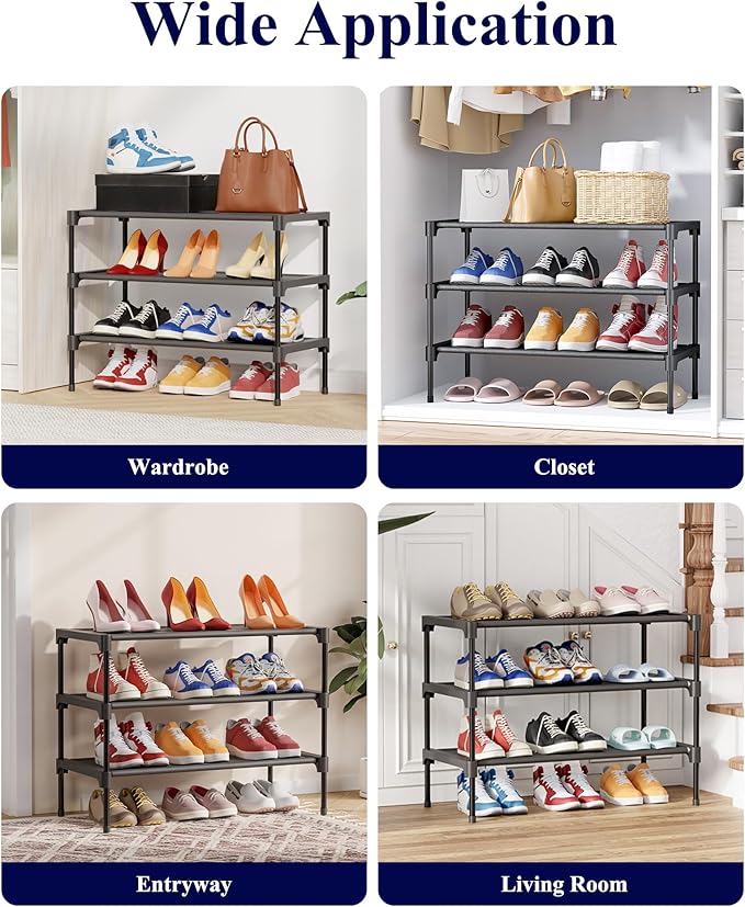 Kitsure Shoe Rack - Non-Woven Shoe Rack Shelf, Shoe Organizer for Closet, Entryway, Garage & Corridor, Stackable Shoe Shelves