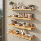 fuqing Live Edge Floating Shelves for Wall 30 inch, 8 Inch Deep Solid Elm Wood Floating Wall Shelves - Rustic Wooden Shelves 