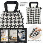 Car Trash Bag Large Hanging Can for Back of Seat, Cute Waterproof Car Garbage Bag for Vehicle, Travelling, Outdoor Black White Houndstooth