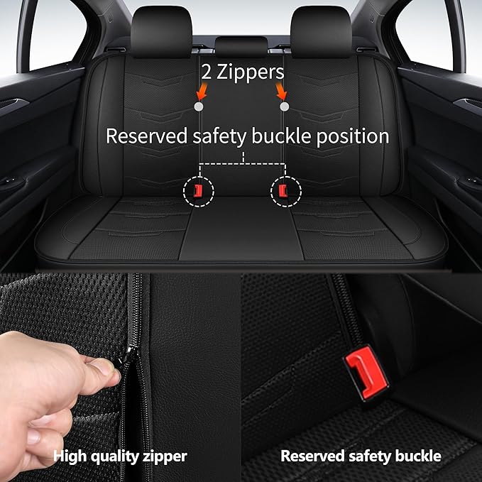 Car Seat Covers Full Set,Leather Car Seat Covers,Breathable and Sporty Car Seat Cover,Universal Fit Anti-Slip Seat Covers for