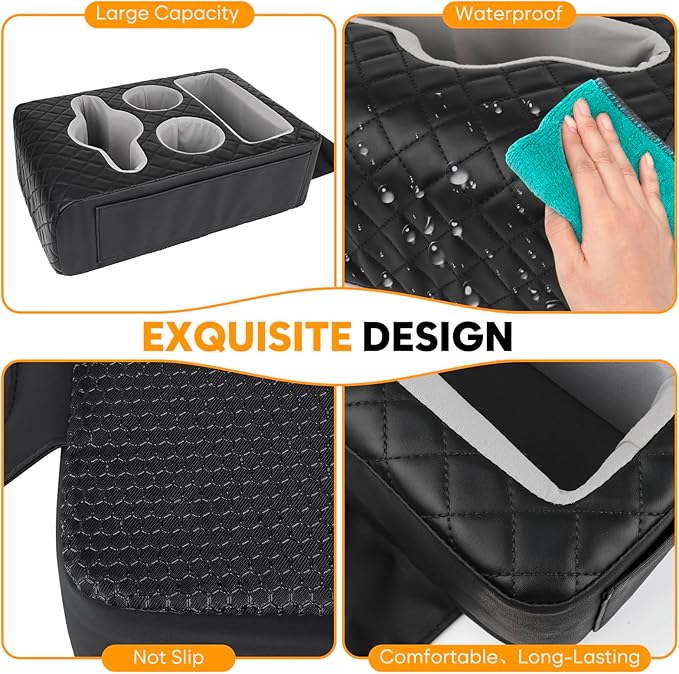 Back Seat Cup Holder for Car, Truck Bed Organizer, Car Truck Boat Organizer, Couch Cup Holder Expander Tray Holds Fit for Coffee Drink Food Snacks Remote with Side Pockets