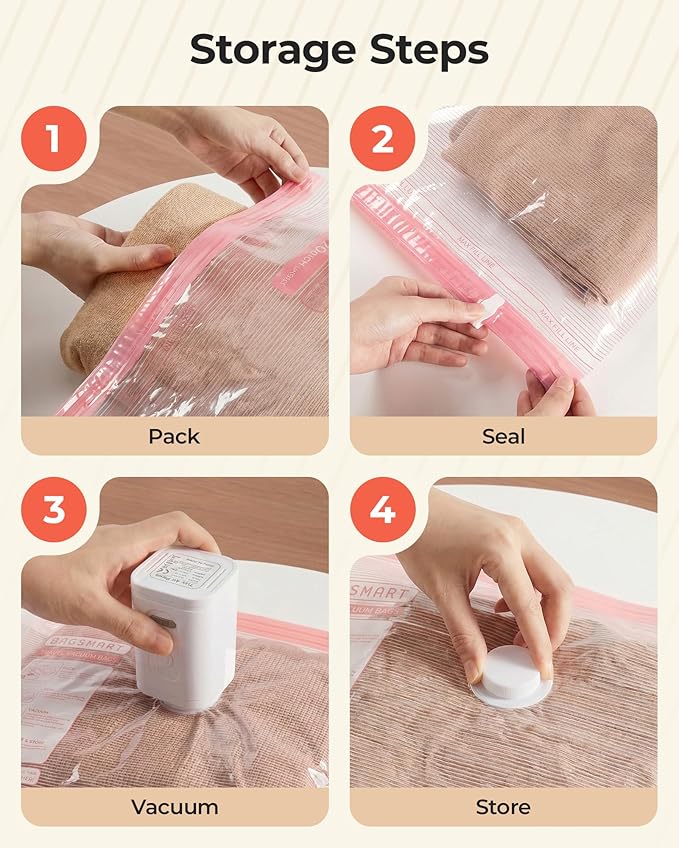 BAGSMART Vacuum Bags for Travel with Rechargeable Air Pump, Portable Space Saver Bags for Travel & Home, Vacuum Compression S