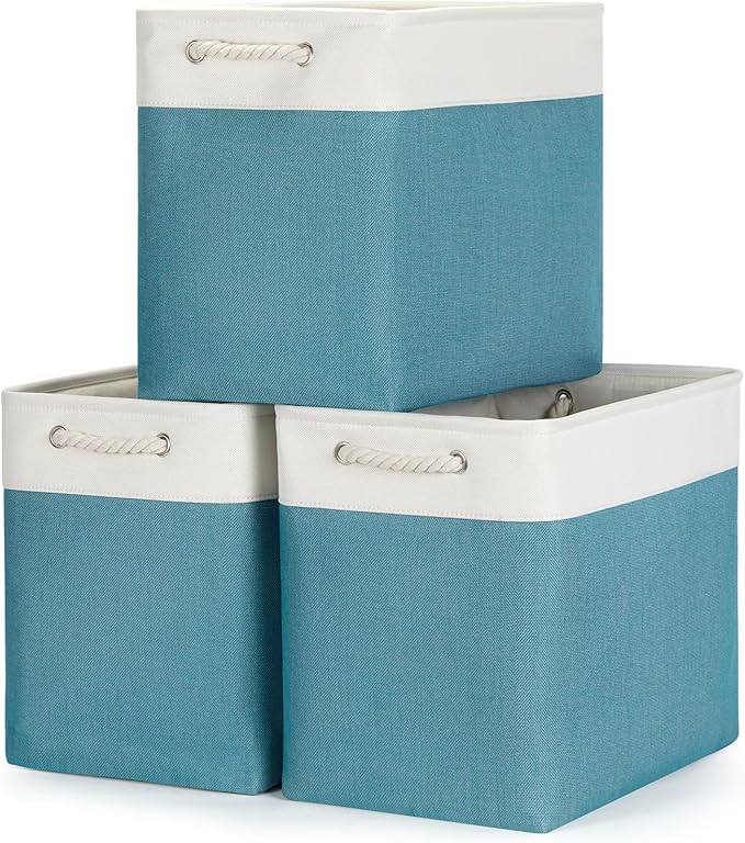 Bidtakay Extra Large Storage Baskets for Shelves 3 Pack Fabric Storage Bins for Organizing Linen Collapsible Organizer for Cl