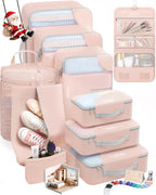 10 Set Packing Cubes for Travel, Gifts for Women Mom,Anti-Tearing Suitcase Organizer for Luggage with Shoe & Hanging Toiletry
