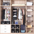 MAX Houser 4-Shelf Hanging Closet Organizer, Space Saver, Cloth Hanging Shelves with 2 Side Pockets, Foldable (Black)