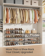 SONGMICS Shoe Rack, 8-Tier Shoe Organizer, Metal Storage Shelf, Upright or Upside Down, for 32-40 Pairs, Stackable, for Entry