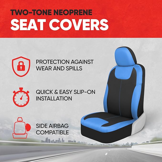 Motor Trend 2 Waterproof Front Seat Covers + 2 Trimmable Floor Mats – Universal Fit Car Interior Combo Set for Cars, Trucks, 