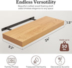 Floating Shelves for Wall, 9.3" Deep Wall Mounted Wood Shelves for Bathroom, Bedroom, Living Room, Kitchen, Hanging Shelf for