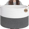 INDRESSME 115L Extra Large Cotton Rope Blanket Basket, Woven Baby Laundry Baskets for Clothes Pillows Towel, Toy Baksets for 