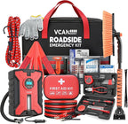 Car Emergency Safety Kit Bag with Portable Air Compressor, Jumper Cables,First Aid Kit, Winter Vehicle Roadside Emergency Kit