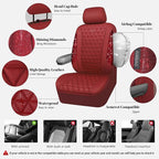 CAR PASS Bling Diamond Burgundy Leather Car Seat Covers for 2 Front Seats Protector, Waterproof Shining Glitter Sparkly Cryst