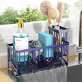 Cisily Navy Blue Sink Caddy Organzier with High Brush Holder, Sponge Holder for Sink, 304 Rustproof Stainless, Kitchen Counte