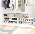 Whitmor Stackable 28" Extra Wide 2-Shelf Storage Organizer,Stackable Wood Combination Shoe Organizer Racks Shelves for Closet