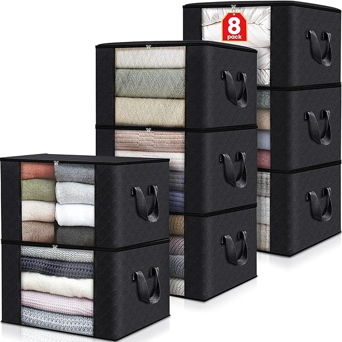 Fab totes Storage Bags,Clothes Blanket Storage Bins Foldable Closet Organizers with Reinforced Handle for Home Dorm Storage a