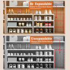 White Shoe Rack Organizer for Closet, 3-Tier Expandable Shoe Shelf, Stackable Iron Wood Combination Shoe Racks Shelves for Cl