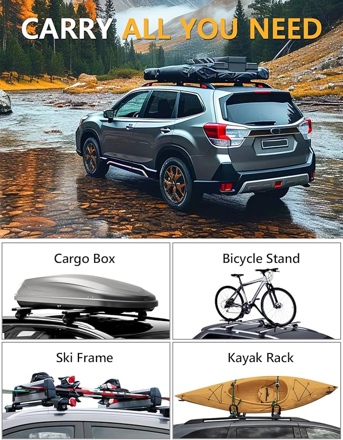 Tuyoung 300lbs Roof Rack Cross Bars Compatible with Subaru Forester Wilderness 2022-2026 with Raised Side Rails, Lockable Heavy Duty Aluminum Roof Crossbars Rooftop Luggage Racks Carrier