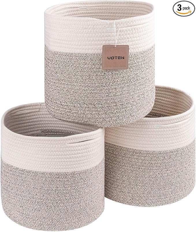 voten Storage Cubes Baskets Bins Organizer 11x11x11'' Fit 12x12''Cube Storage Organizer Bookcases Shelves,Durable Woven Cotto