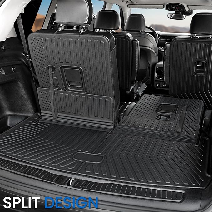 Floor Mats Cargo Mat for 2021-2025 2026 Jeep Grand Cherokee L w/Captain Chair (Only for 6-Seater w/o 2nd Row Armrest), All Weather TPE Trunk Cargo Liner Car Accessories (L | Floor Mats Set)