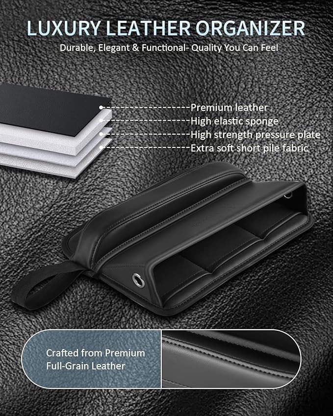 FLORICH Car Seat Gap Filler Organizer, 2-in-1 Seats Gap Filler Organizer and Storages Between Seat Car Gap Filler, Car Organizer Front Seat Universal Fit for Car SUV Truck Black 2 Pack