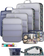 Veken 9/11 Set Compression Packing Cubes for Travel Essentials,Compressible Expandable Large Luggage Suitcase Organizer Bags 