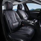 Coverado Seat Covers, Car Seat Covers Front Seats, Leather Seat Covers for Cars, Car Seat Protector Waterproof, Black Car Sea