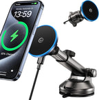 for MagSafe Car Mount Charger Dash/Windshield/Vent Wireless Car Charger with [LED Light], Strong Magnetic Phone Holder for Car for iPhone 17 16 15 14 13 12 Series, Fit MagSafe Accessories