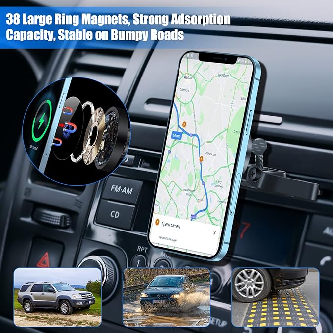 15W Magnetic Wireless Car Charger CD Slot Mount for iPhone 13/13 Pro/13 Pro Max/13 mini/12/12 Pro/12 Pro Max,Powerful Suction Auto-Alignment Mag-Safe Car Mount, Compatible with Mag-Safe Cases