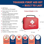 First Aid Kit - 368pcs Waterproof Compact Portable Hard Case - Ideal for Home, Car, Travel, Businesses, Hiking, Vehicle, Boat