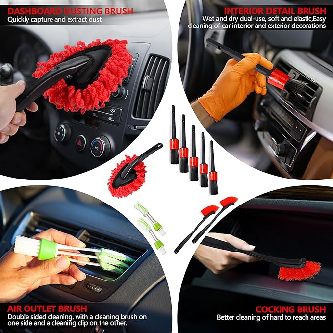 35Pcs Car Detailing Kit, Car Cleaning Kit with Windshield Cleaning Tool and Tool Box, Interior & Exterior Auto Care Supplies 