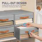 DIMJ Closet Organizers and Storage - Fabric Bins with Drawers for Closet Foldable Clothes Organizers with Clear Window, Stack