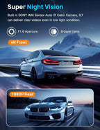 Navycrest 4K Dash Cam Front and Rear with 64GB Card, Built-in 5G WiFi, Dash Camera for Cars 4K Front and 1080P Rear, Dashcams